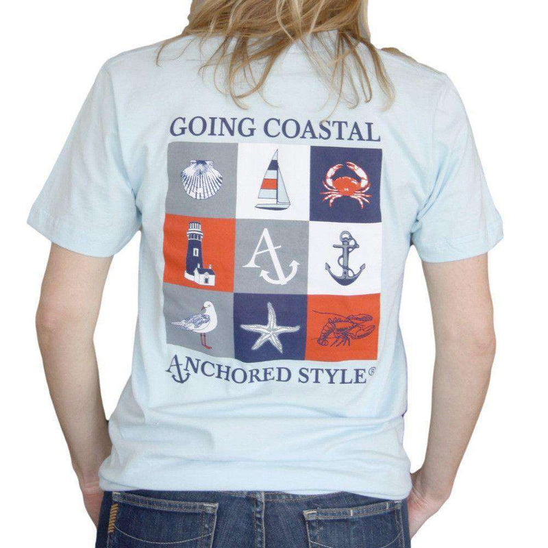 Going Coastal Tee in Light Blue by Anchored Style - Country Club Prep