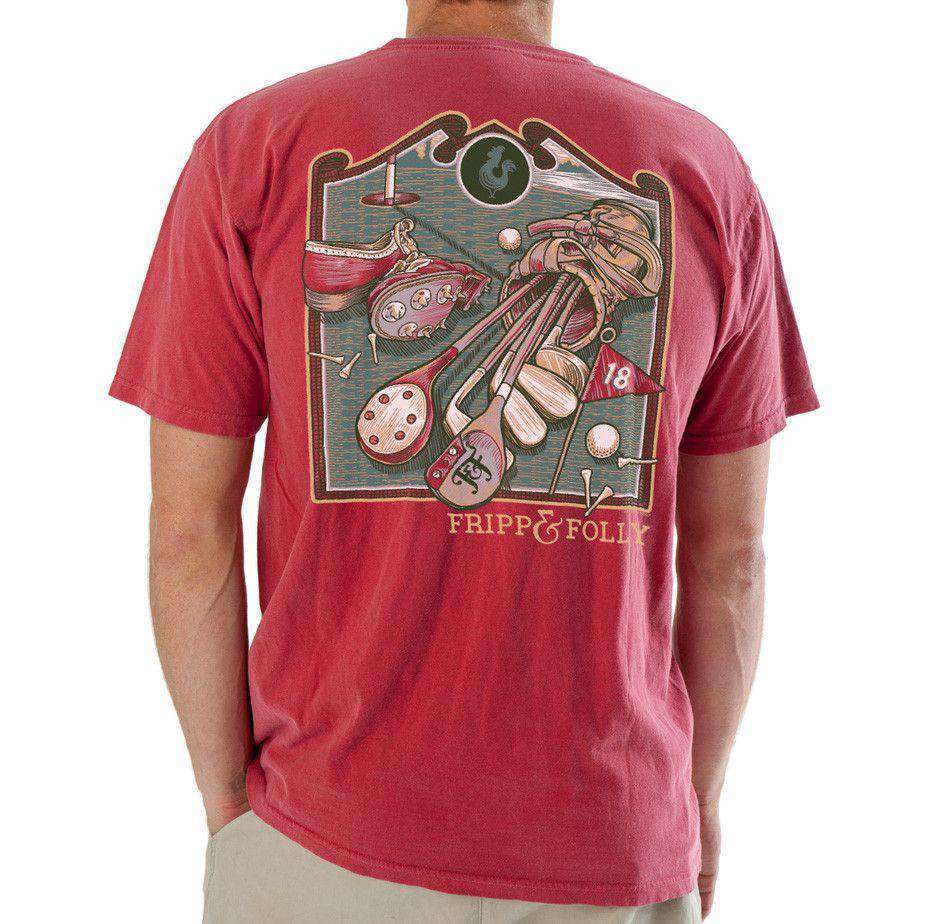 Golf Bag Pocket Tee in Crimson by Fripp & Folly - Country Club Prep