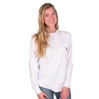 Grand Old Party Time Bottle Cap Flag Long Sleeve Tee in White by Southern Proper - Country Club Prep