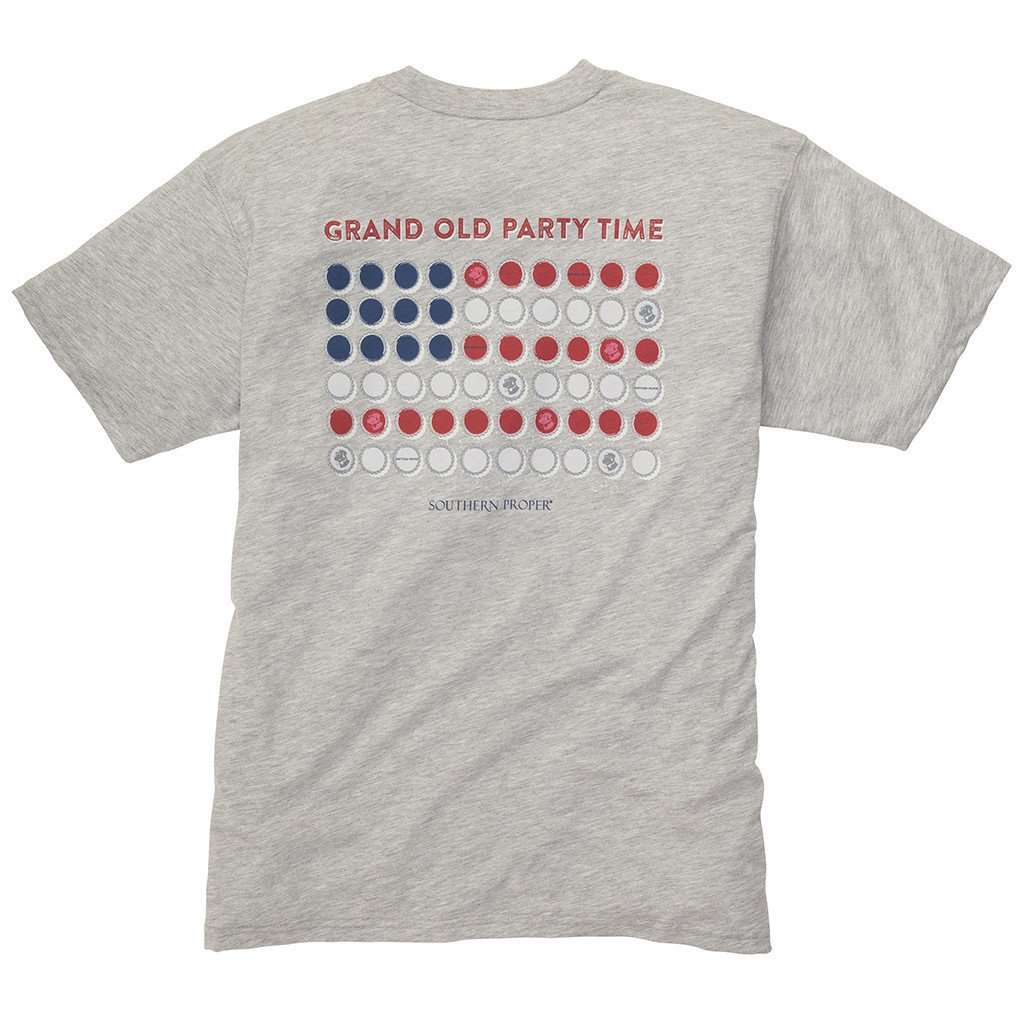 Grand Old Party Time Tee in Heather Grey by Southern Proper - Country Club Prep