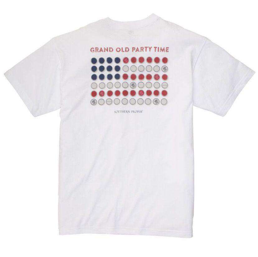 Grand Old Party Time Tee in White by Southern Proper - Country Club Prep