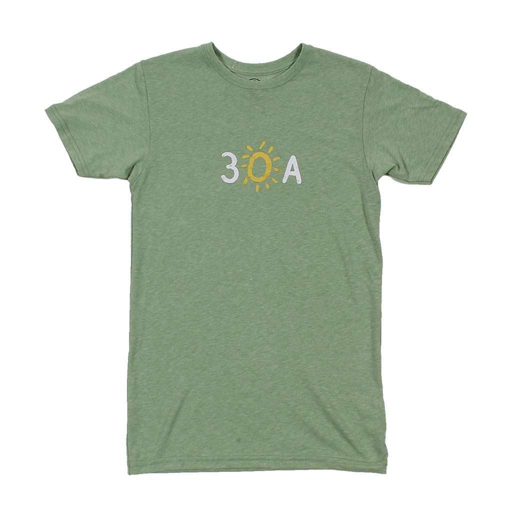 Hand Drawn 30A Recycled Tee Shirt in Green by 30A - Country Club Prep
