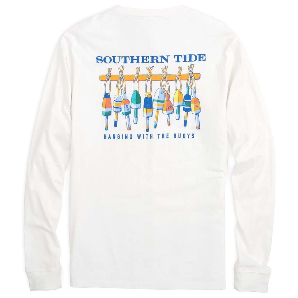 Hanging With The Buoys Long Sleeve Tee Shirt in White by Southern Tide - Country Club Prep