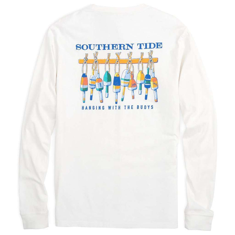 Hanging With The Buoys Long Sleeve Tee Shirt in White by Southern Tide - Country Club Prep