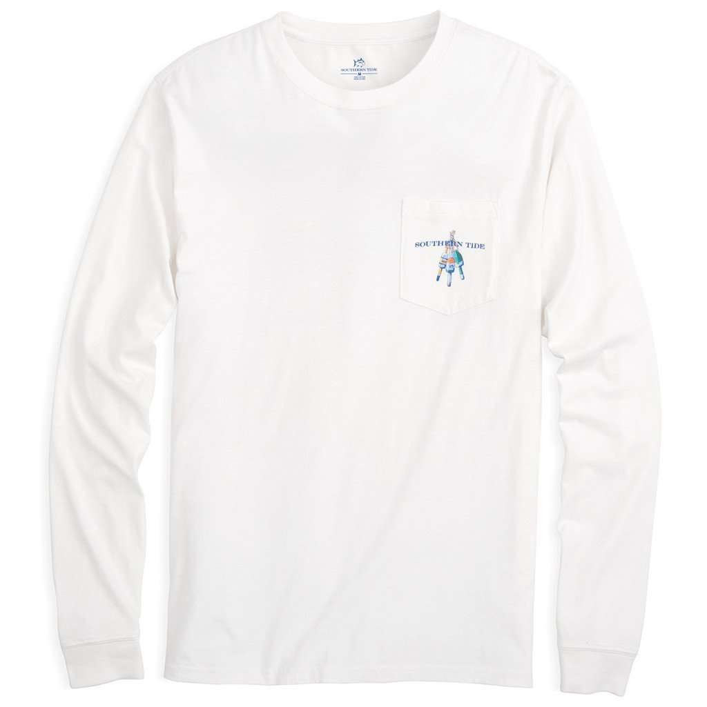 Hanging With The Buoys Long Sleeve Tee Shirt in White by Southern Tide - Country Club Prep