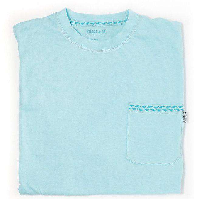 High Roller Pocket Tee Shirt in Light Blue by Krass & Co. - Country Club Prep