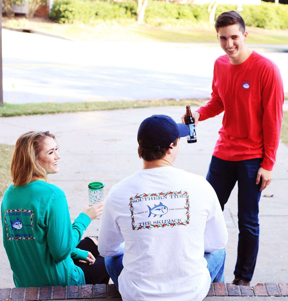 Holiday Skipjack Long Sleeve Tee Shirt in Classic White by Southern Tide - Country Club Prep