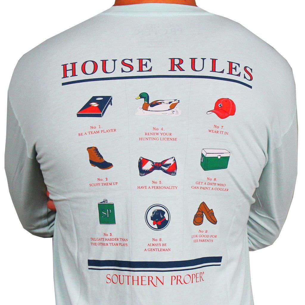 House Rules Long Sleeve Tee in Aqua by Southern Proper - Country Club Prep