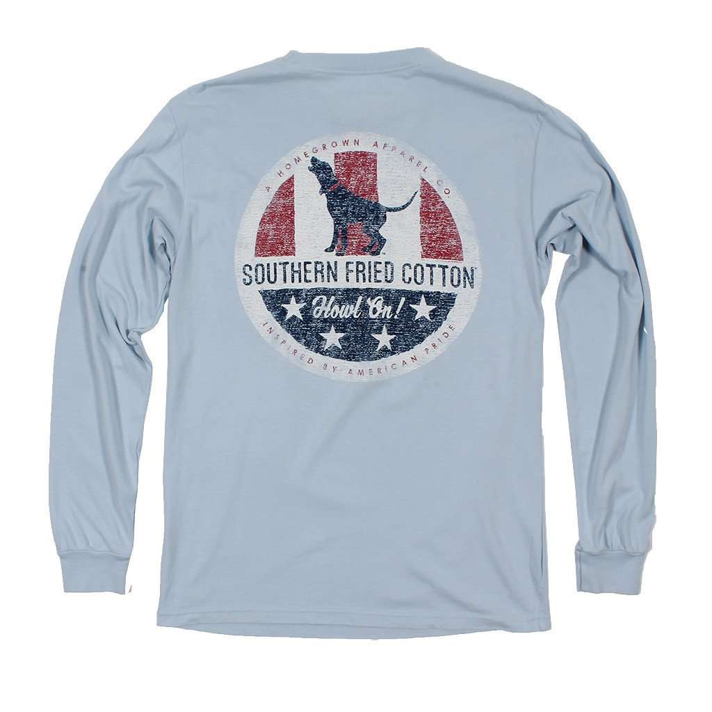 Howlin' For America Long Sleeve Tee in Southern Sky by Southern Fried Cotton - Country Club Prep