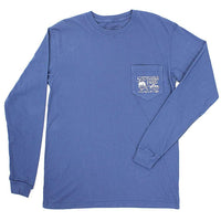 Howlin On The Plain Long Sleeve Tee Shirt in China Blue by Southern Fried Cotton - Country Club Prep