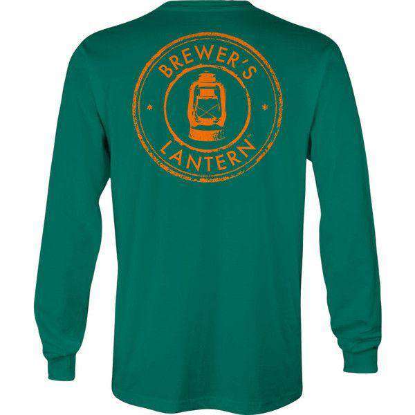 Hunter's Logo Long Sleeve Pocket Tee in Boxwood Green by Brewer's Lantern - Country Club Prep