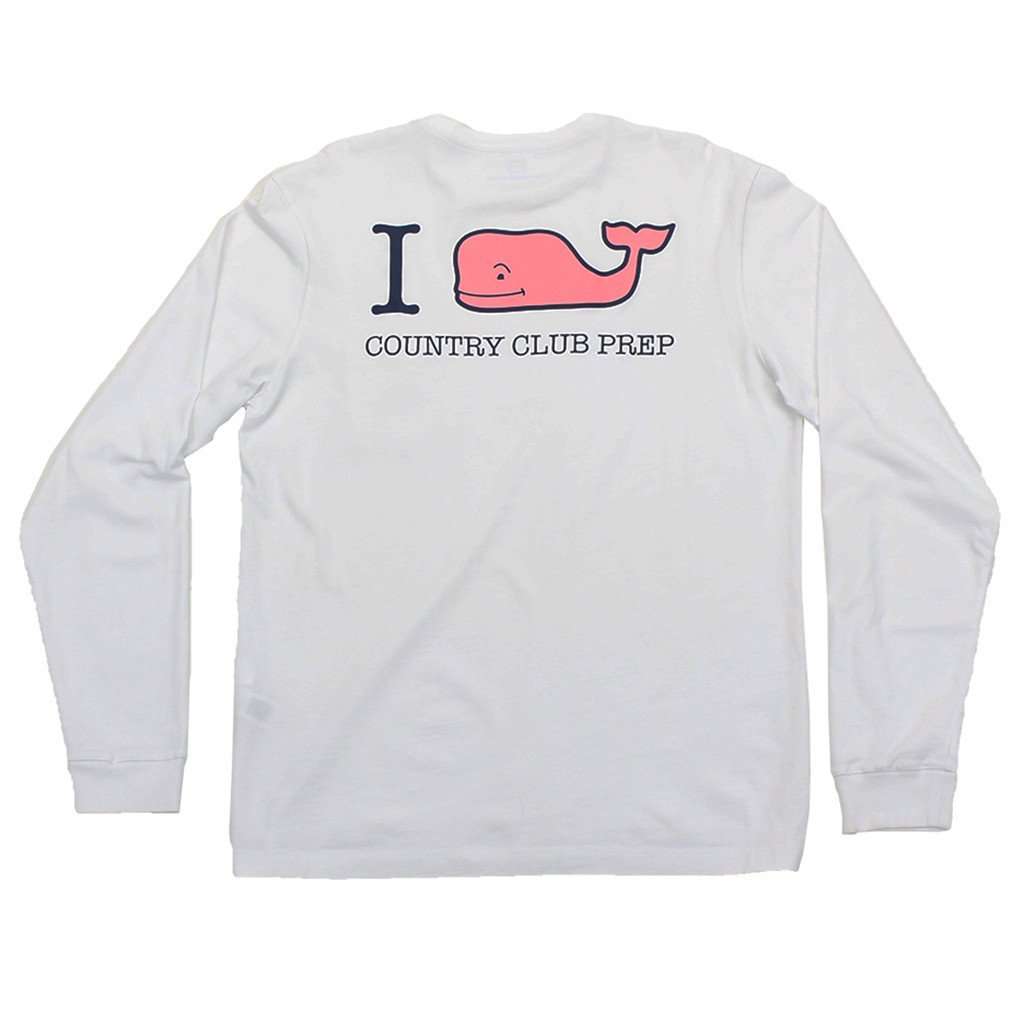I Whale Country Club Prep Long Sleeve Tee in White by Vineyard Vines - Country Club Prep