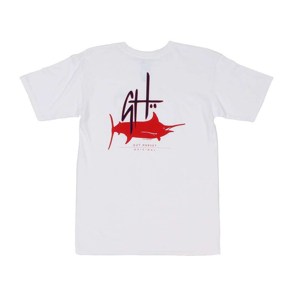 Initial Logo Tee in White by Guy Harvey - Country Club Prep