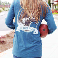 It Flies, It Dies Long Sleeve Pocket Tee in Lake Blue by Rowdy Gentleman - Country Club Prep