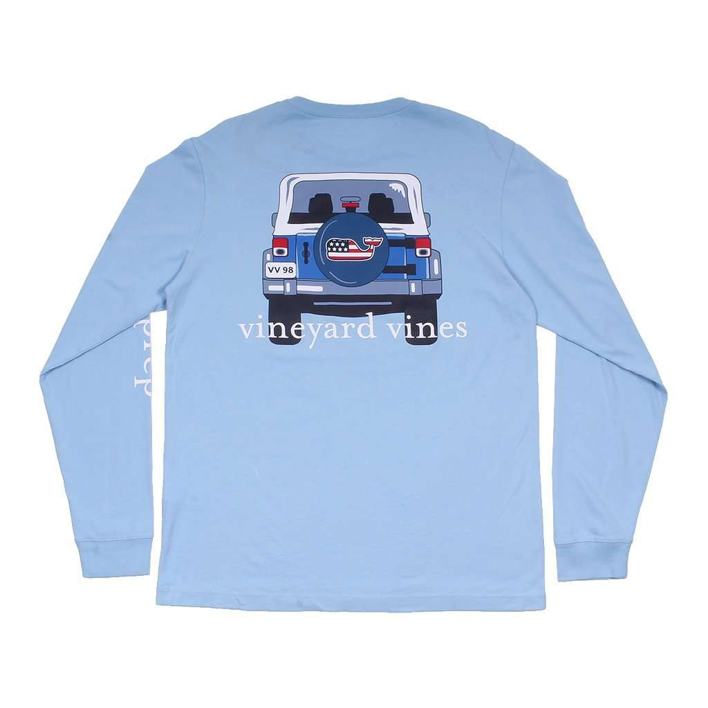 Vineyard Vines Jeep Back c.c. Prep Long Sleeve Tee Shirt in Jake Blue L / Blue