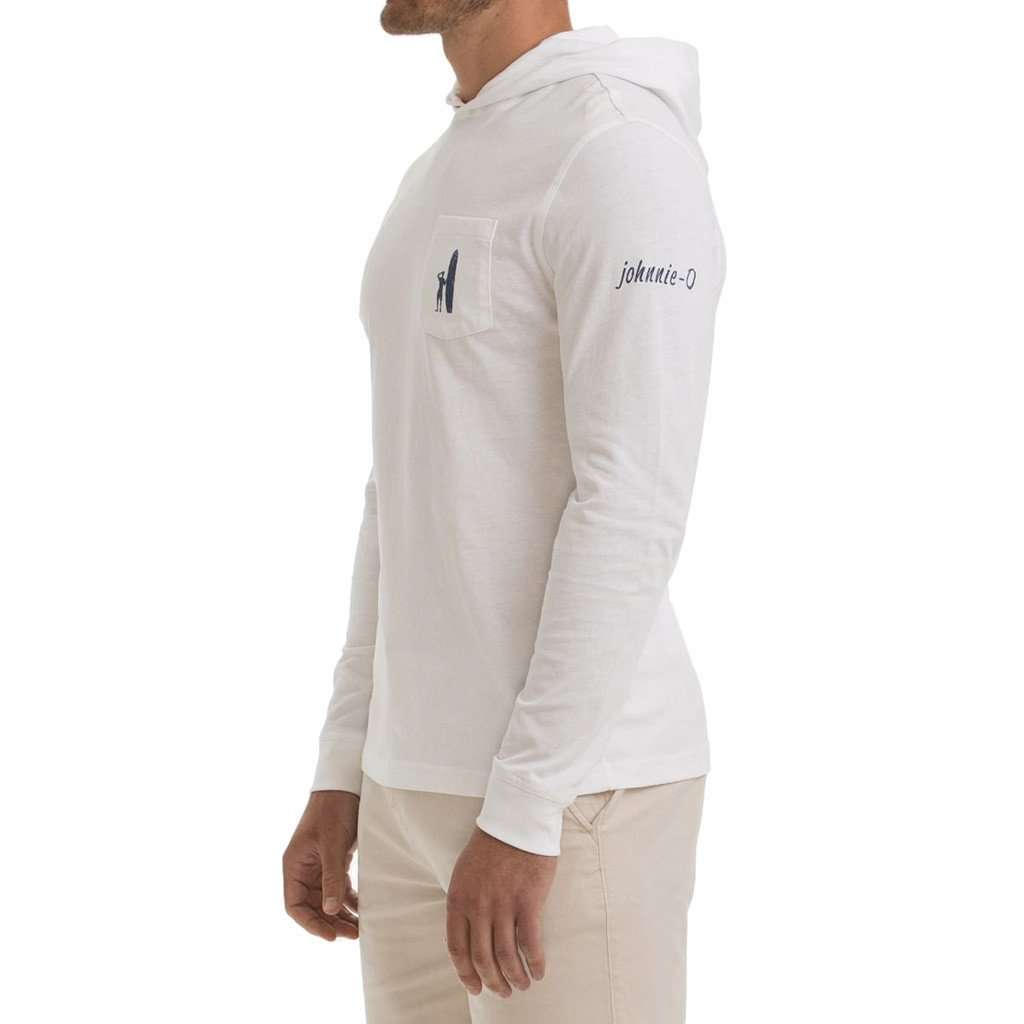 Jetty Long Sleeve Hooded Tee in White by Johnnie-O - Country Club Prep