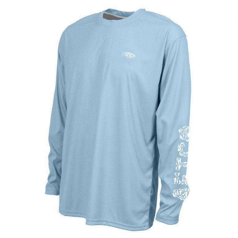 Jigfish Performance Sun Shirt in Sky Blue by AFTCO - Country Club Prep