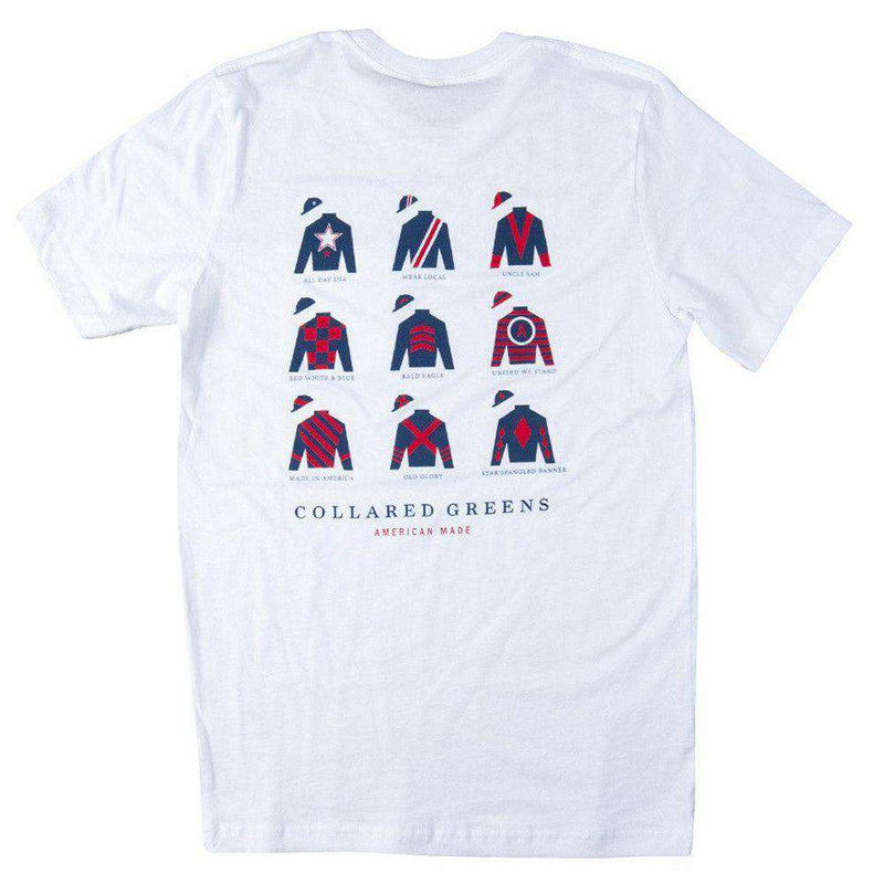 Jockey Silks Tee Shirt in White by Collared Greens - Country Club Prep