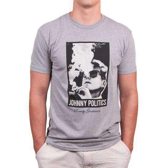 Johnny Politics Short Sleeve Vintage Tee in Heathered Grey by Rowdy Gentleman - Country Club Prep