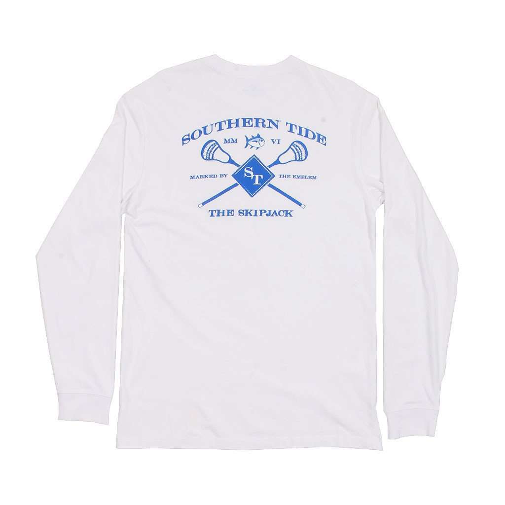 Lacrosse Long Sleeve Tee Shirt in White by Southern Tide - Country Club Prep