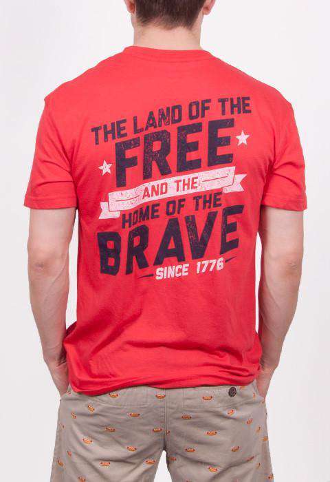 Land of the Free Short Sleve Pocket Tee in Red by Rowdy Gentleman - Country Club Prep
