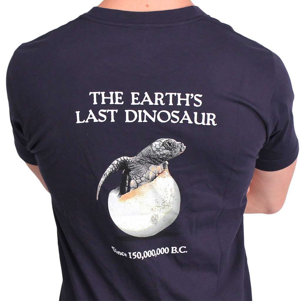 Last Dinosaur Pocket Tee in Navy Blue by Loggerhead Apparel - Country Club Prep