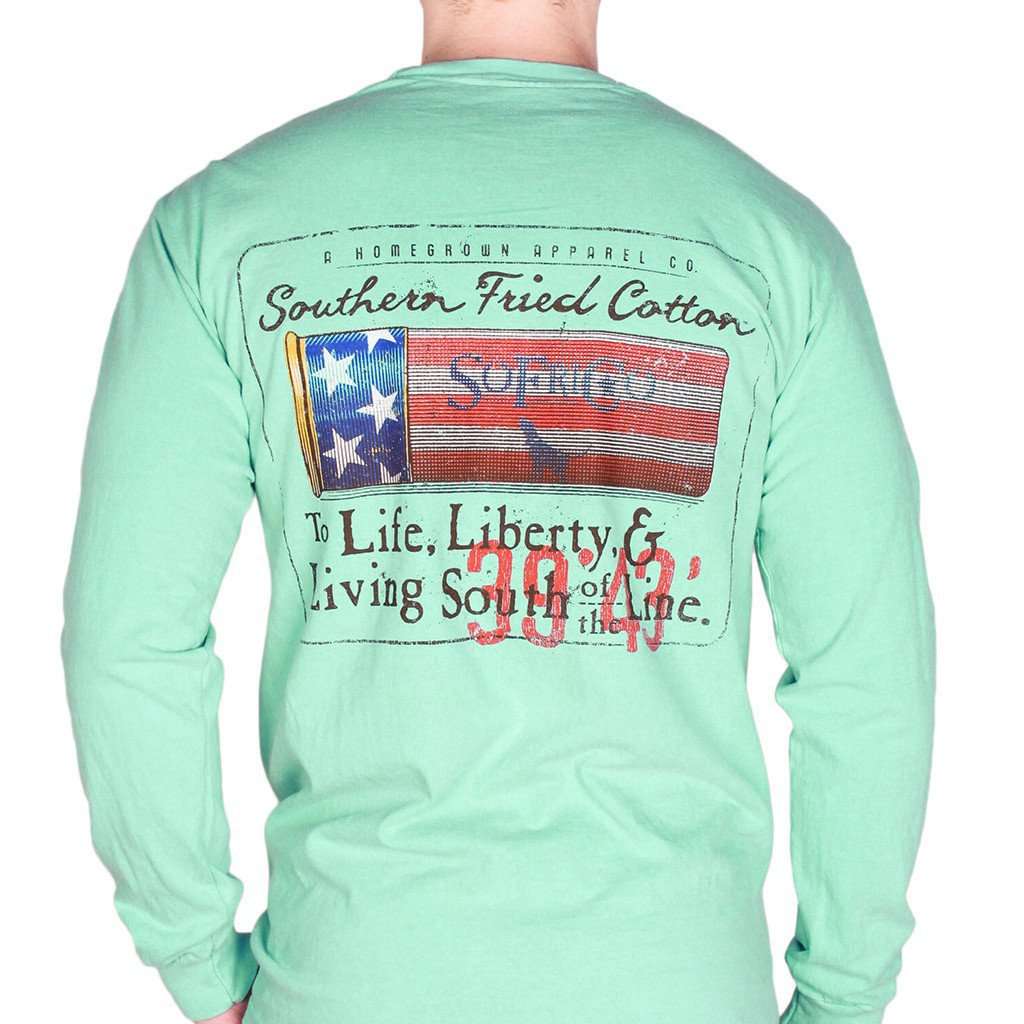 Liberty Shell Long Sleeve Pocket Tee in Chalky Mint by Southern Fried Cotton - Country Club Prep