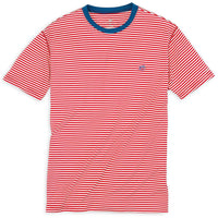 Liberty Stripe Performance Tee Shirt in Varsity Red by Southern Tide - Country Club Prep