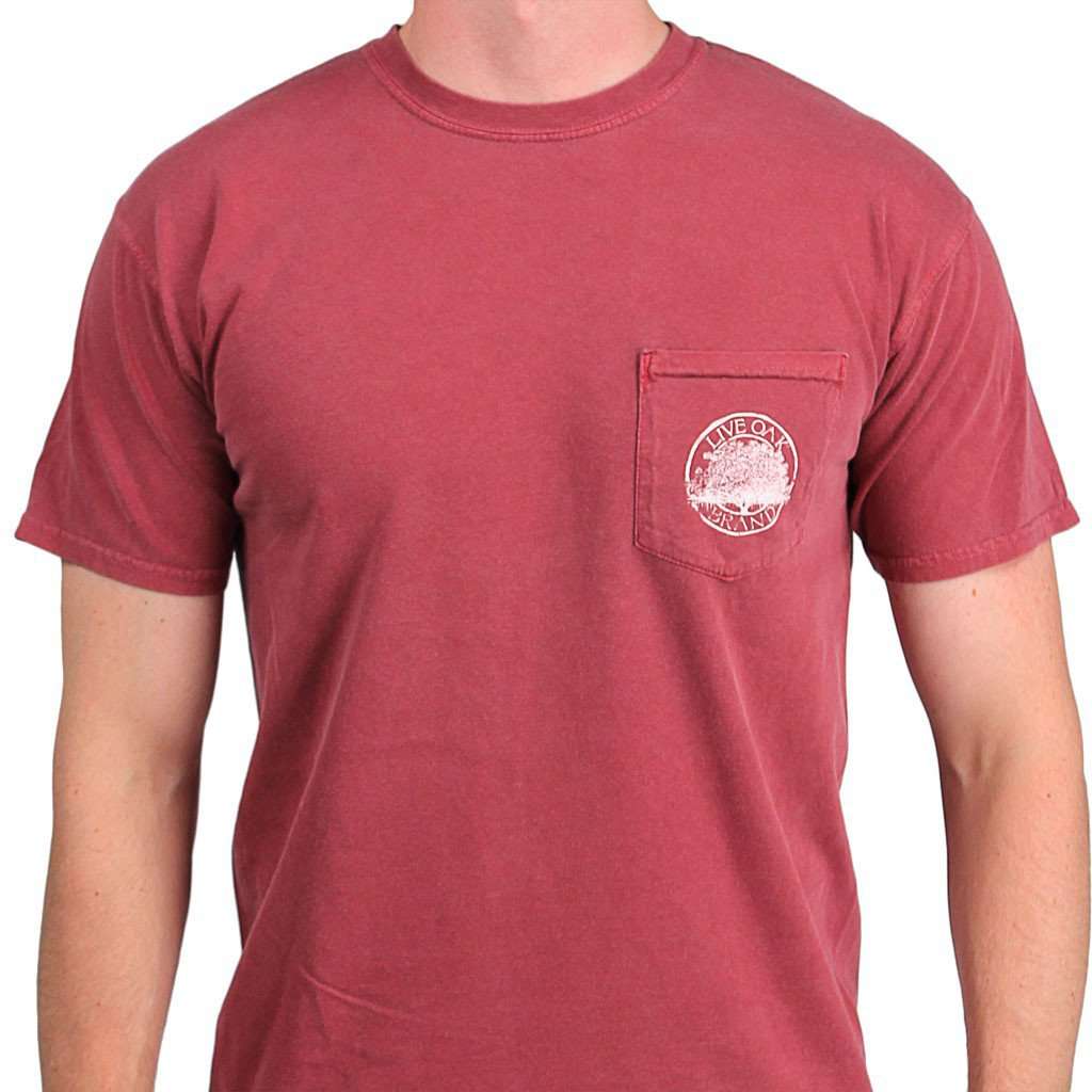 Live Oak Logo Short Sleeve Pocket Tee in Brick by Live Oak - Country Club Prep