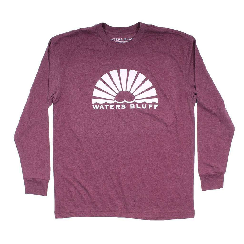 Logo Long Sleeve Tee in Maroon by Waters Bluff - Country Club Prep