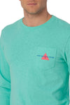 London, Paris, Athens Long Sleeve Pocket Tee in Bermuda Teal By Southern Tide - Country Club Prep