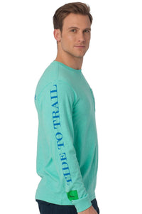 London, Paris, Athens Long Sleeve Pocket Tee in Bermuda Teal By Southern Tide - Country Club Prep