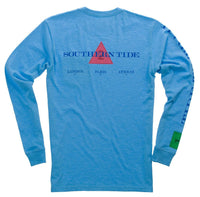 London, Paris, Athens Long Sleeve Pocket Tee in Ocean Channel By Southern Tide - Country Club Prep
