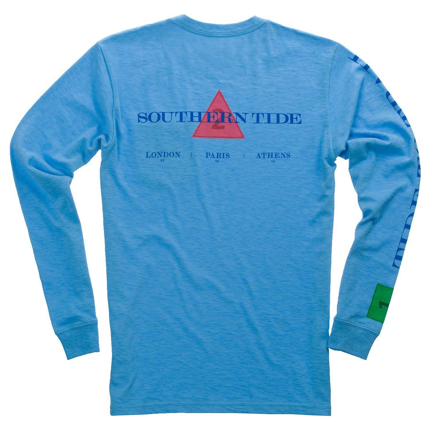 London, Paris, Athens Long Sleeve Pocket Tee in Ocean Channel By Southern Tide - Country Club Prep
