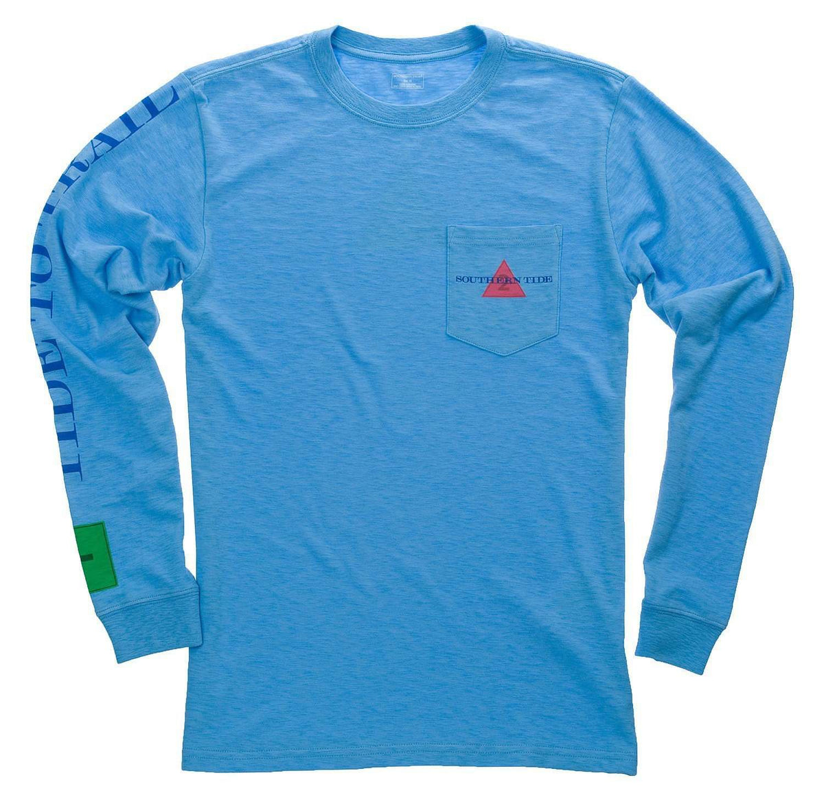 London, Paris, Athens Long Sleeve Pocket Tee in Ocean Channel By Southern Tide - Country Club Prep