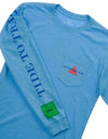 London, Paris, Athens Long Sleeve Pocket Tee in Ocean Channel By Southern Tide - Country Club Prep