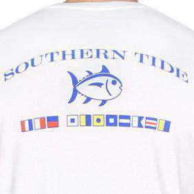 Long Sleeve CCP Nautical Flags Tee Shirt in Classic White by Southern Tide - Country Club Prep