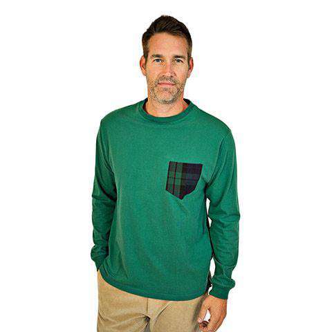 Long Sleeve Cliffside Tee in Hunter with Blackwatch by Castaway Clothing - Country Club Prep