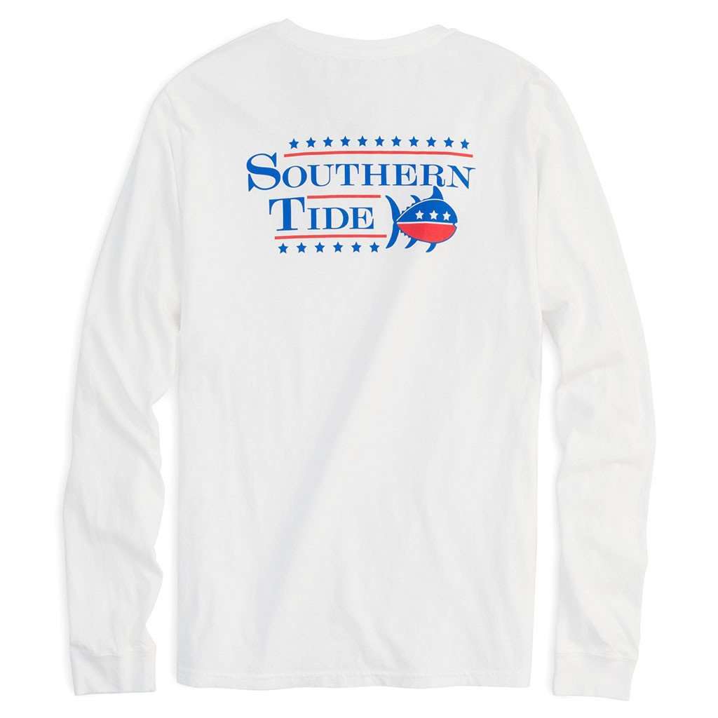 Long Sleeve Election Tee Shirt in Classic White by Southern Tide - Country Club Prep