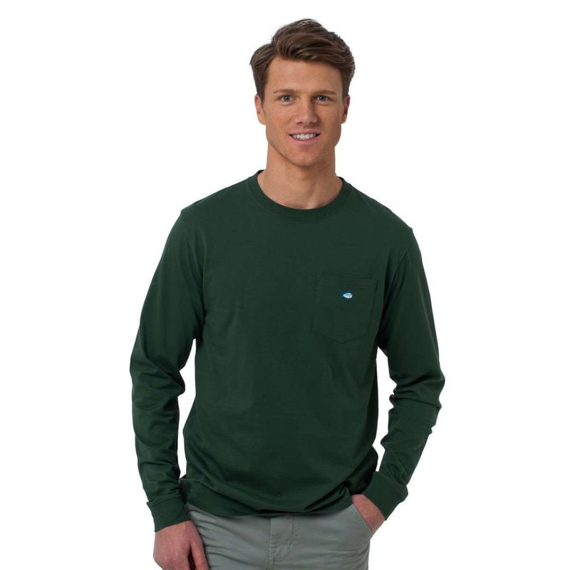 Southern Tide Long Sleeve Embroidered Pocket Tee in Alligator Green ...