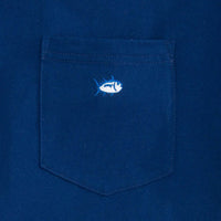 Long Sleeve Embroidered Pocket Tee in Blue Depths by Southern Tide - Country Club Prep