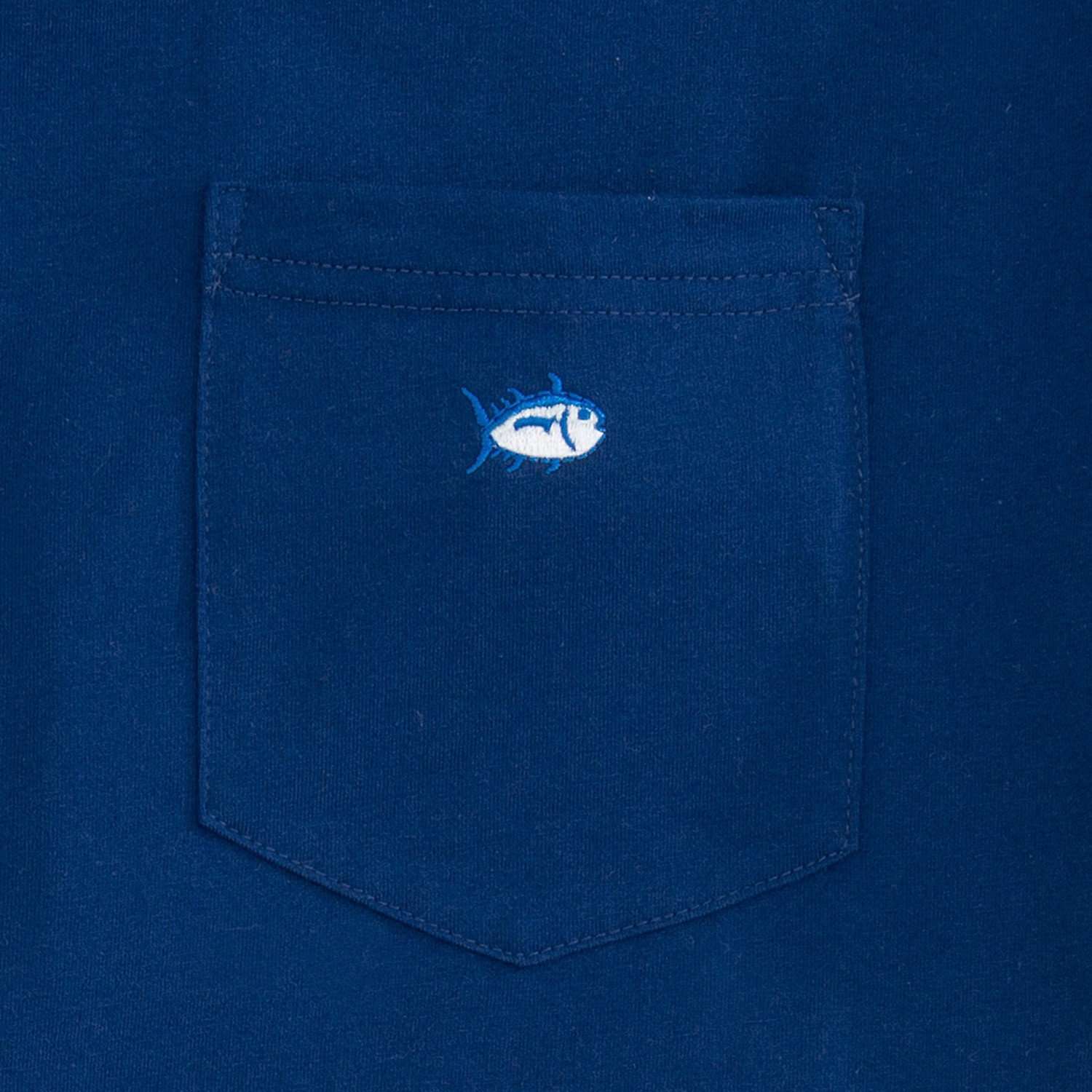 Long Sleeve Embroidered Pocket Tee in Blue Depths by Southern Tide - Country Club Prep