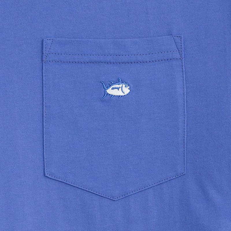 Long Sleeve Embroidered Pocket Tee in Coastal Blue by Southern Tide - Country Club Prep