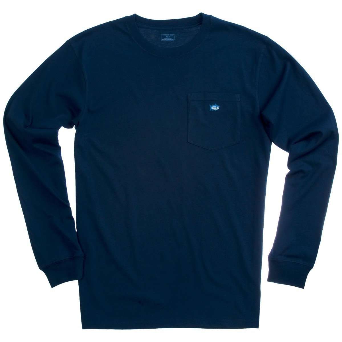 Long Sleeve Embroidered Pocket Tee in Navy by Southern Tide - Country Club Prep