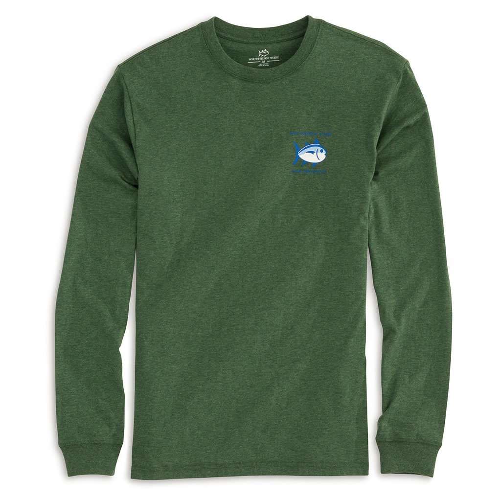 Long Sleeve Heathered Original Skipjack Tee in Bayou by Southern Tide - Country Club Prep