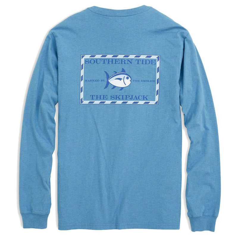 Long Sleeve Heathered Original Skipjack Tee in Blue Atoll by Southern Tide - Country Club Prep