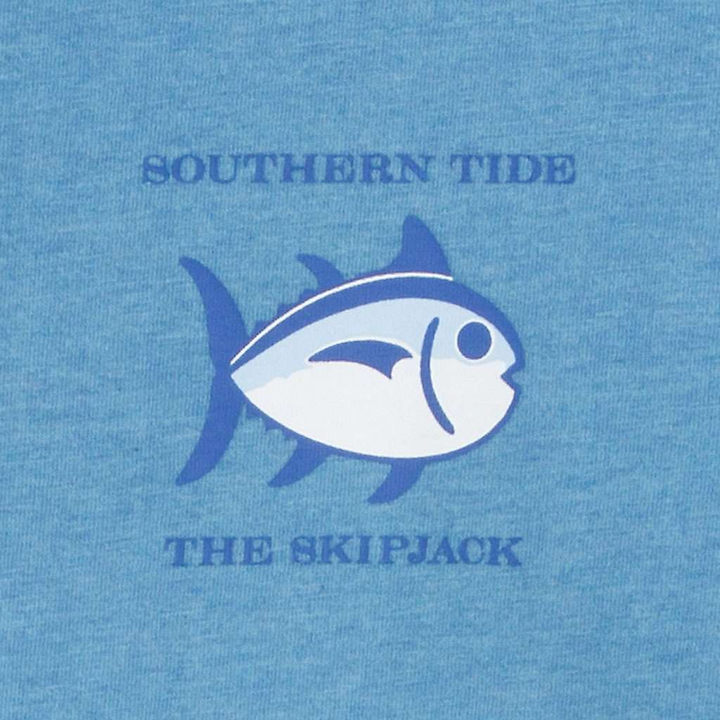Long Sleeve Heathered Original Skipjack Tee in Blue Atoll by Southern Tide - Country Club Prep
