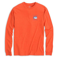 Long Sleeve Heathered Original Skipjack Tee in Bonfire Orange by Southern Tide - Country Club Prep