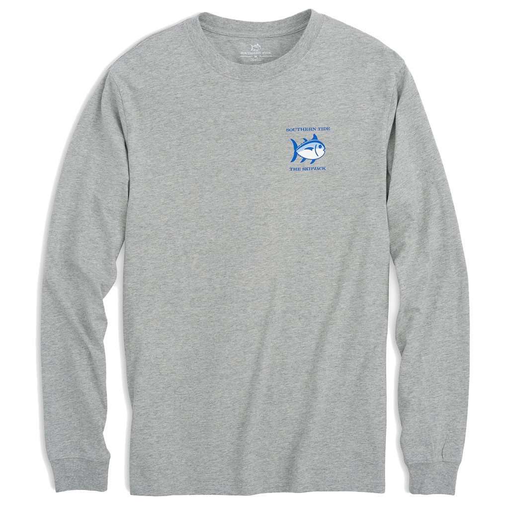 Long Sleeve Heathered Original Skipjack Tee in Grey Heather by Southern Tide - Country Club Prep