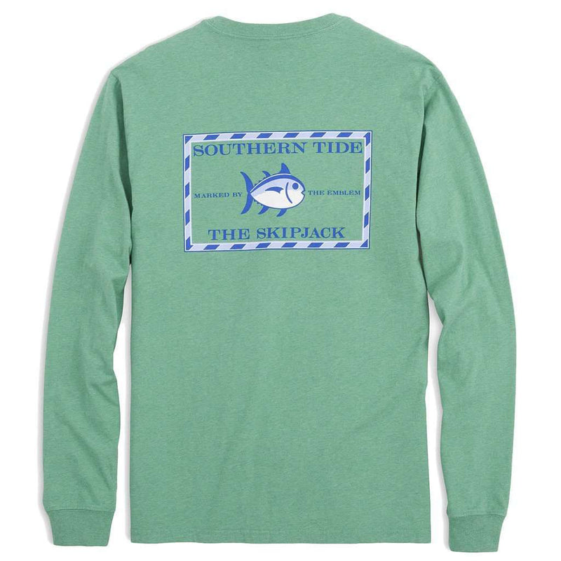 Southern Tide Long Sleeve Heathered Original Skipjack Tee in Pool Green ...